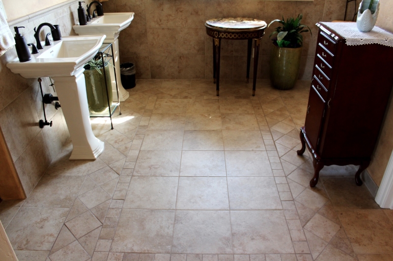 Master bathroom custom tiled floor