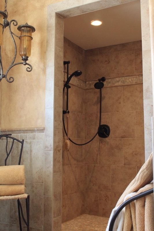 Custom tiled walk-in shower