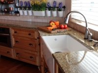 Farm sink with granite countertops